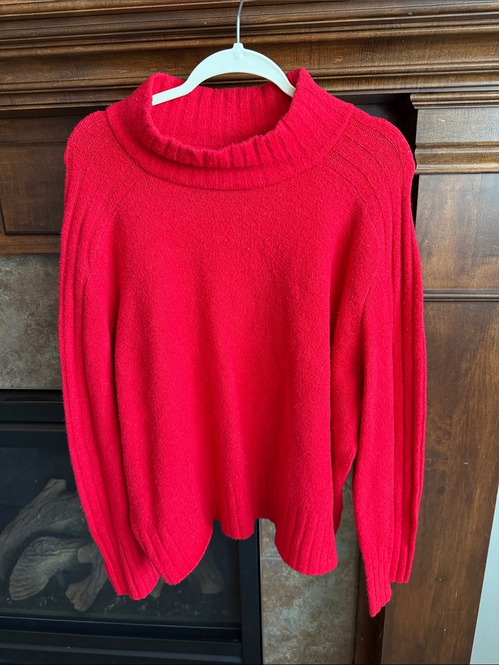 Tomato red Ava & Viv mock neck sweater boxy fit bright bold 2X